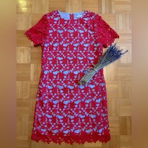 Coral and blue summer dress
